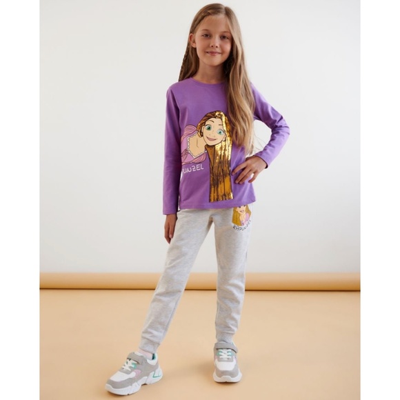 Disney Rapunzel Tangled Toddler Girl T-Shirt Blue Sequins Cotton 3T NEW - Picture 2 of 4